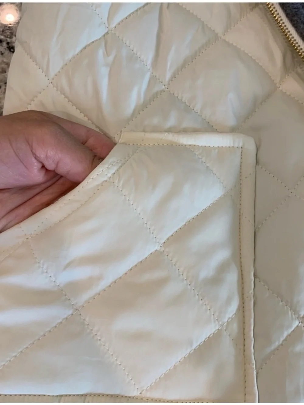 Classic Quilted Womens Vest Jacket - Cream - Picture 6 of 7